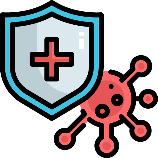 Medical Shield with a virus behind it icon